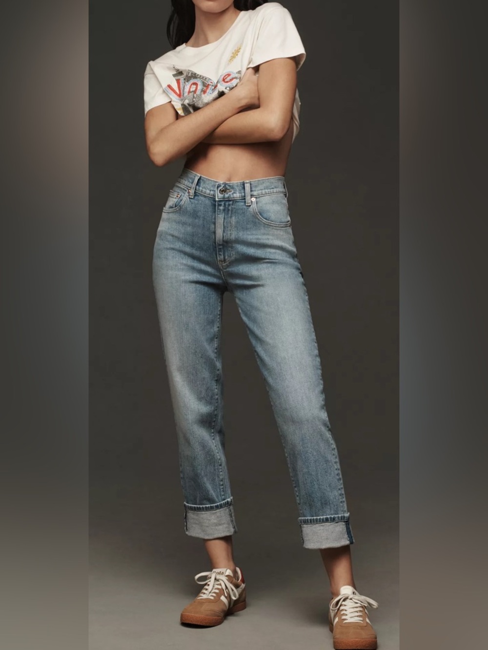 Le Jean Easy Slim Cuffed Mid-Rise Jeans Size 28